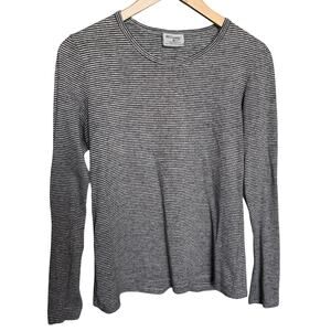 Grey's Anatomy By Barco T-Shirt Womens Black Gray Striped Crew Neck Long Sleeve